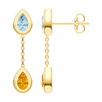 Pear Sky Blue & Citrine Earrings