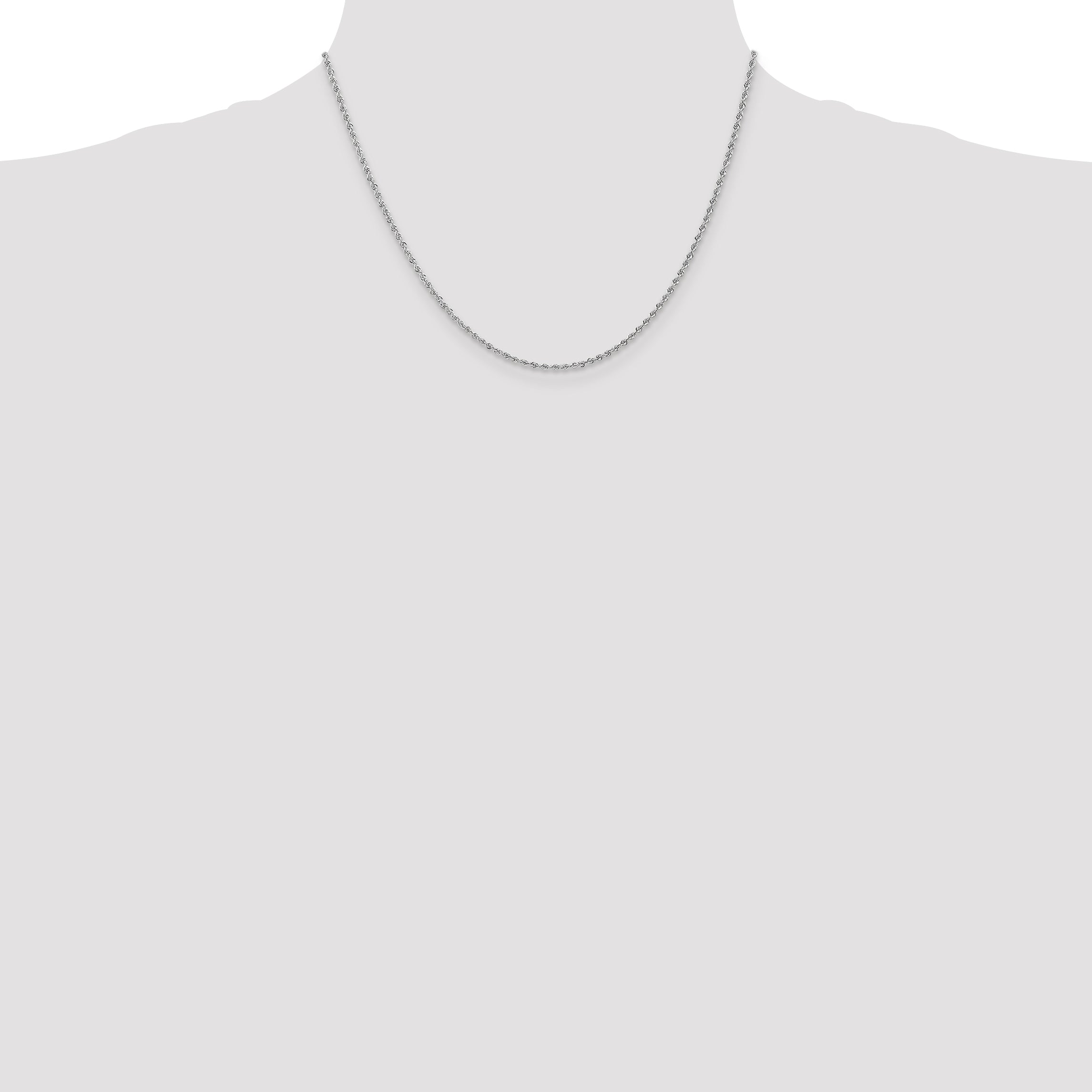 14k White Gold 1.5mm Solid Rope Chain