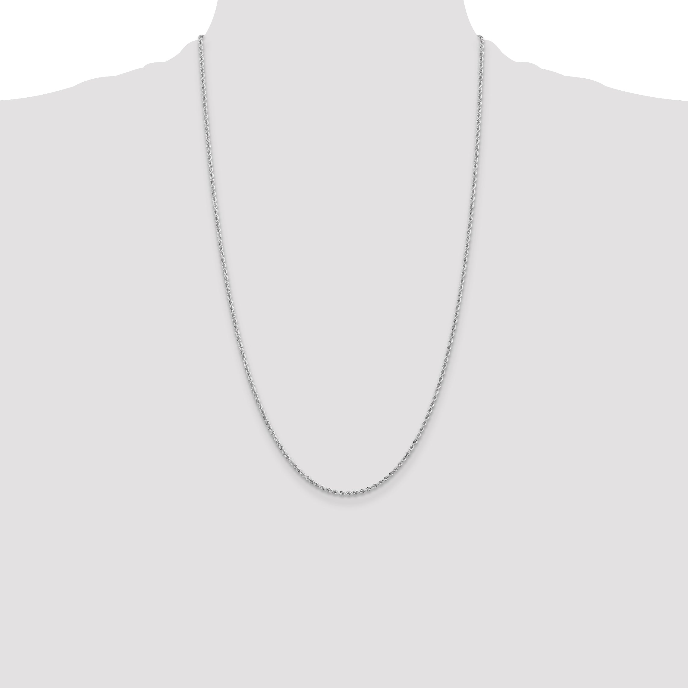 14k White Gold 2.0mm Solid Rope Chain