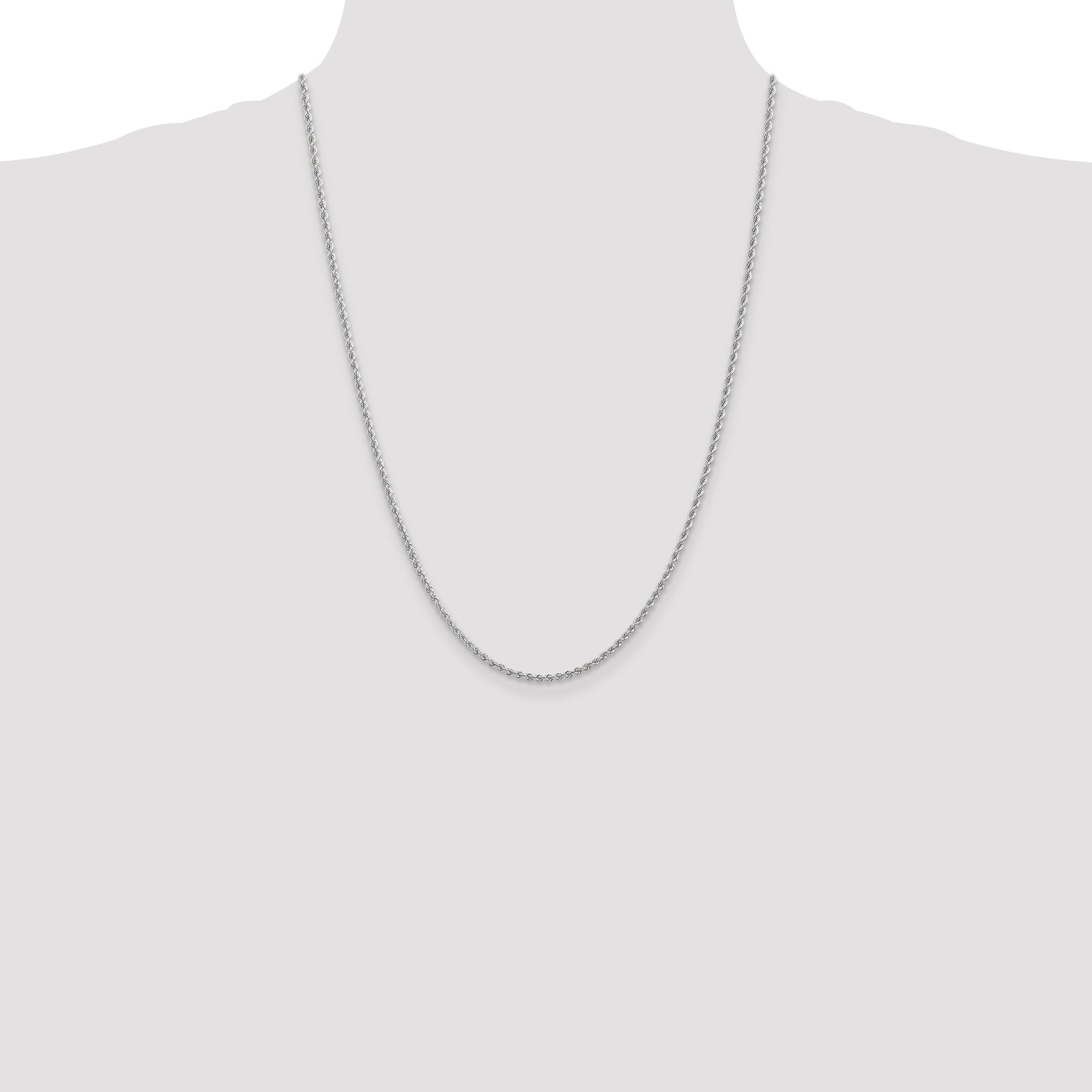 14k White Gold 2.25mm Solid Rope Chain