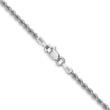 14k White Gold 2.25mm Solid Rope Chain