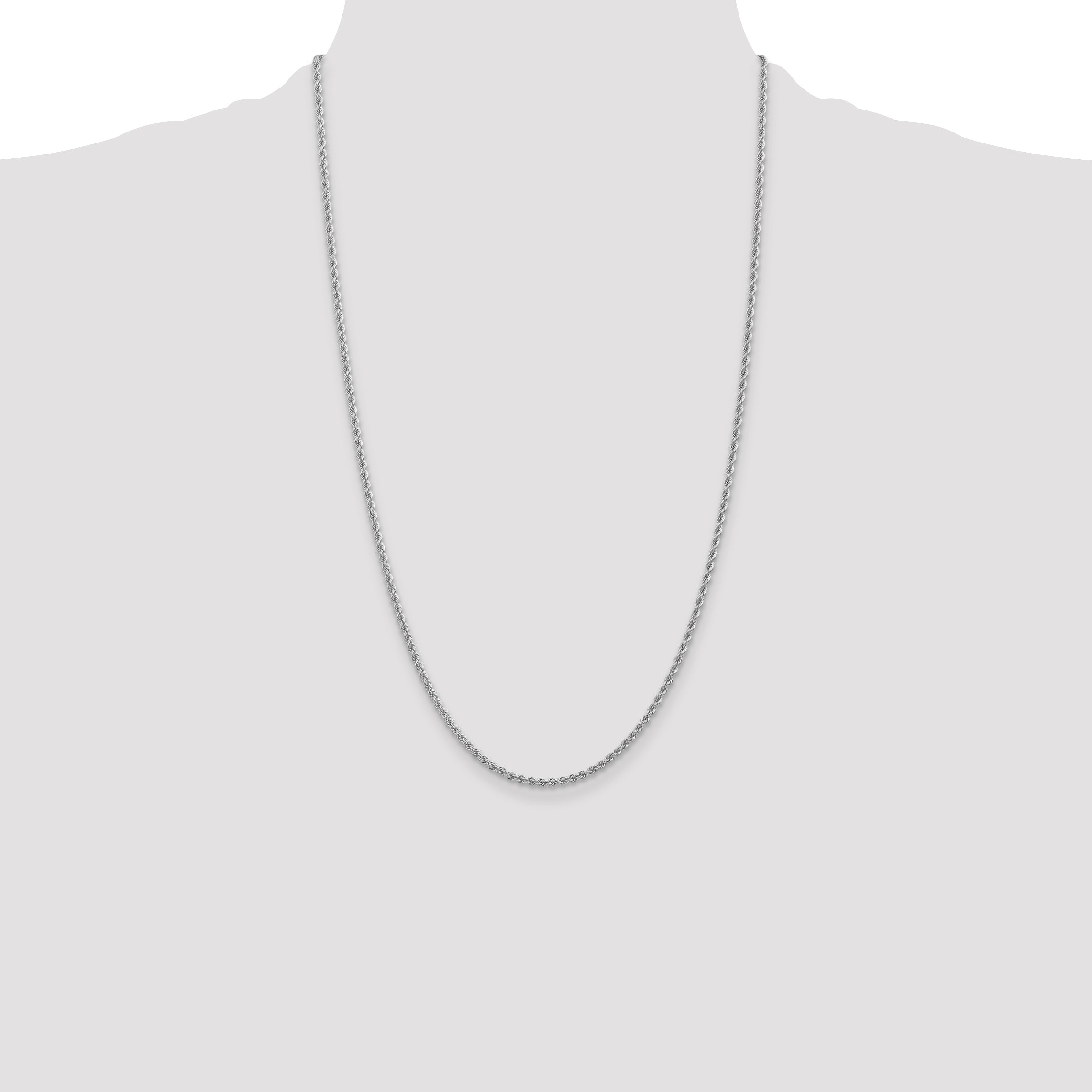 14k White Gold 2.25mm Solid Rope Chain