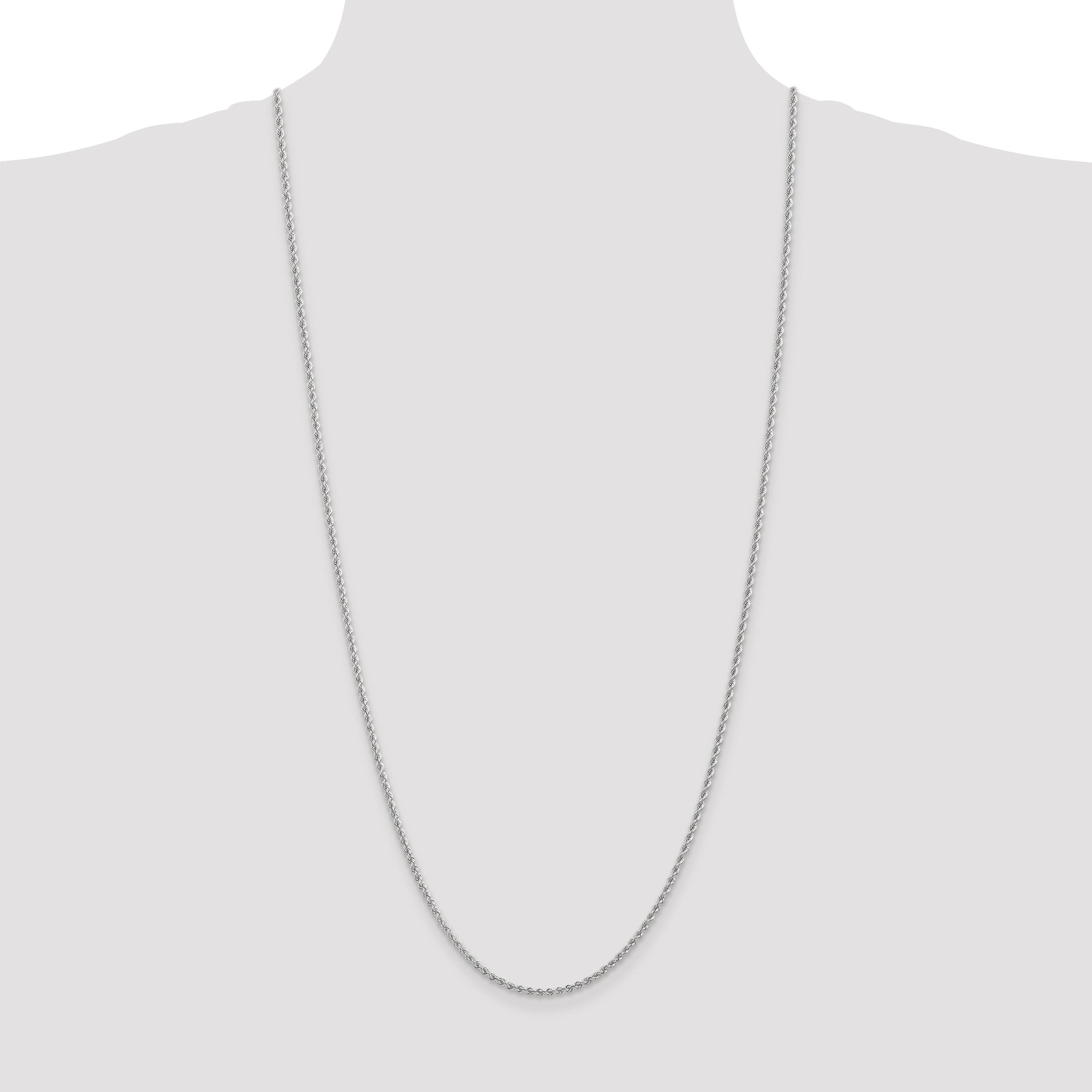 14k White Gold 2.25mm Solid Rope Chain