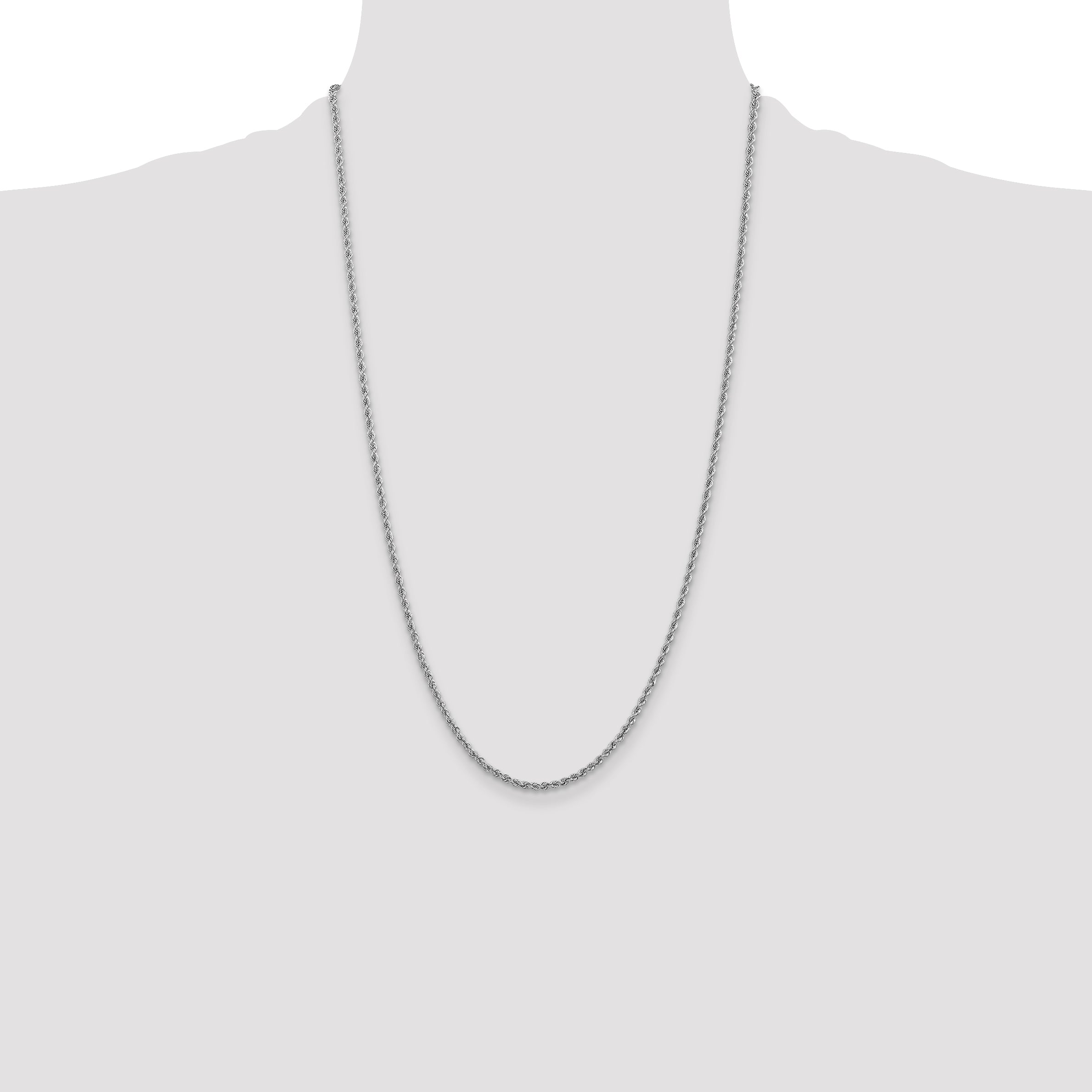 14k White Gold 2.5mm Solid Rope Chain