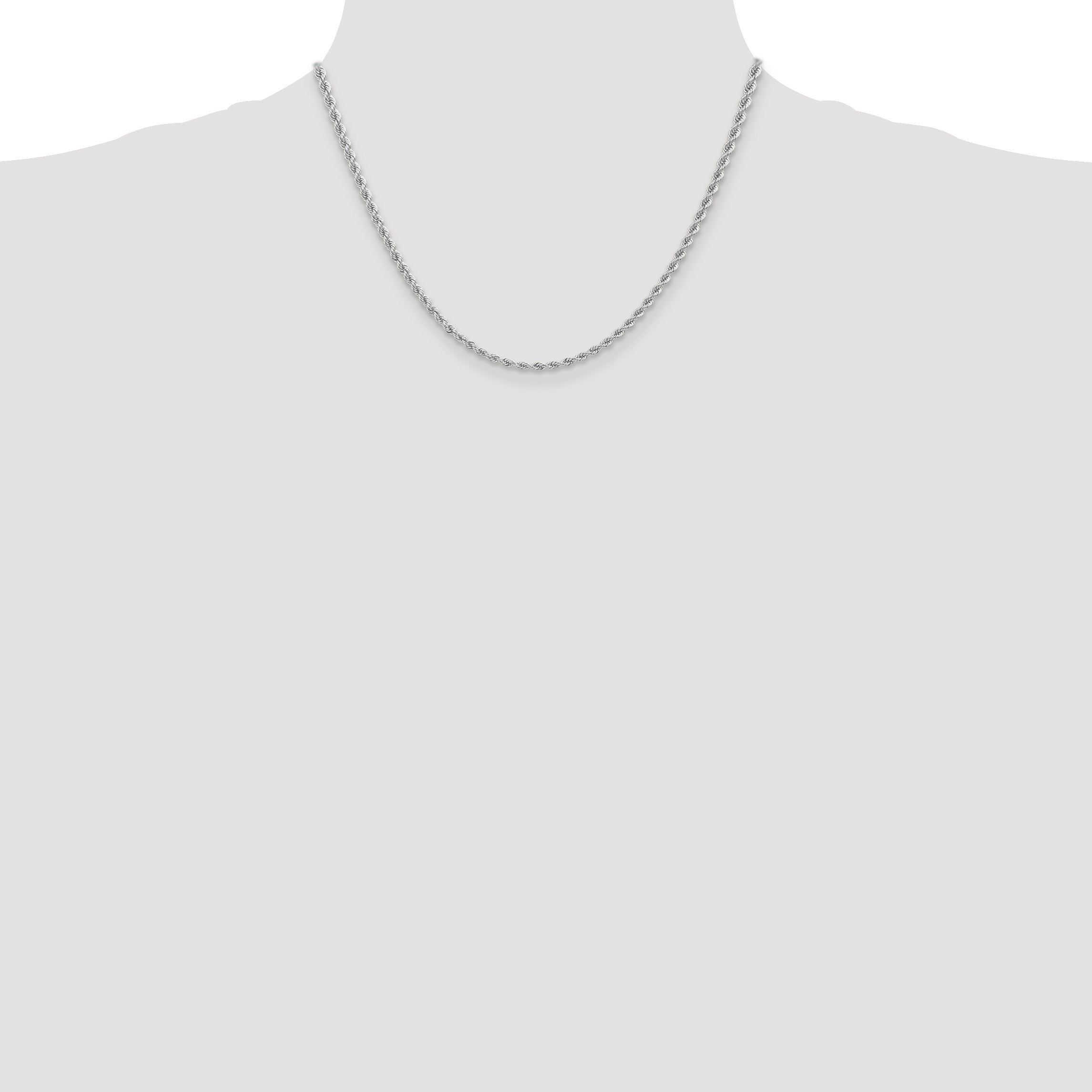 14k White Gold 2.75mm Solid Rope Chain
