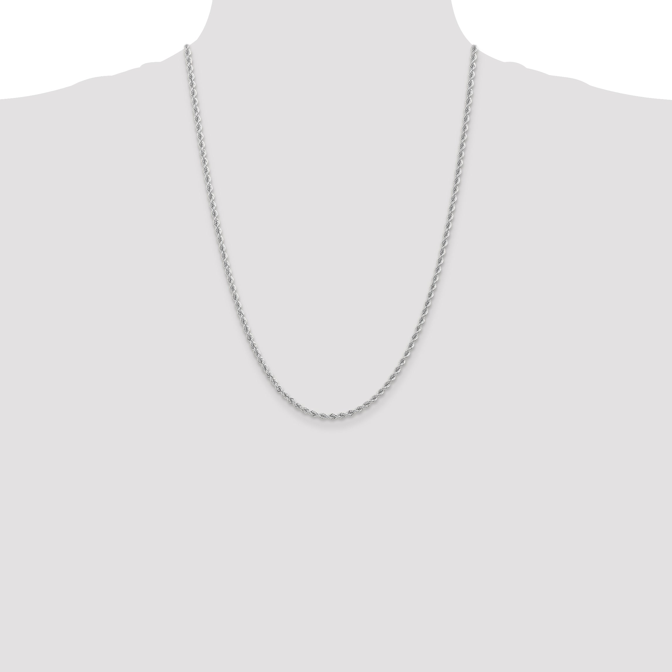 14k White Gold 2.75mm Solid Rope Chain