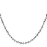 14k White Gold 2.75mm Solid Rope Chain