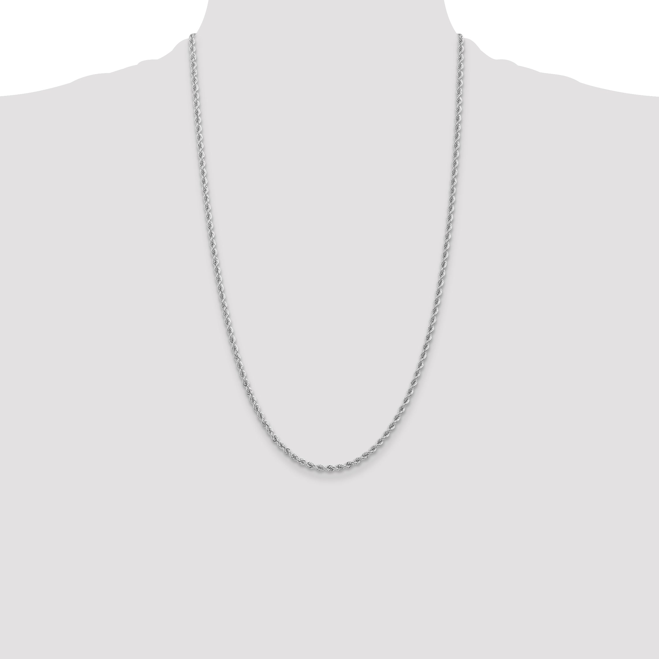 14k White Gold 2.75mm Solid Rope Chain