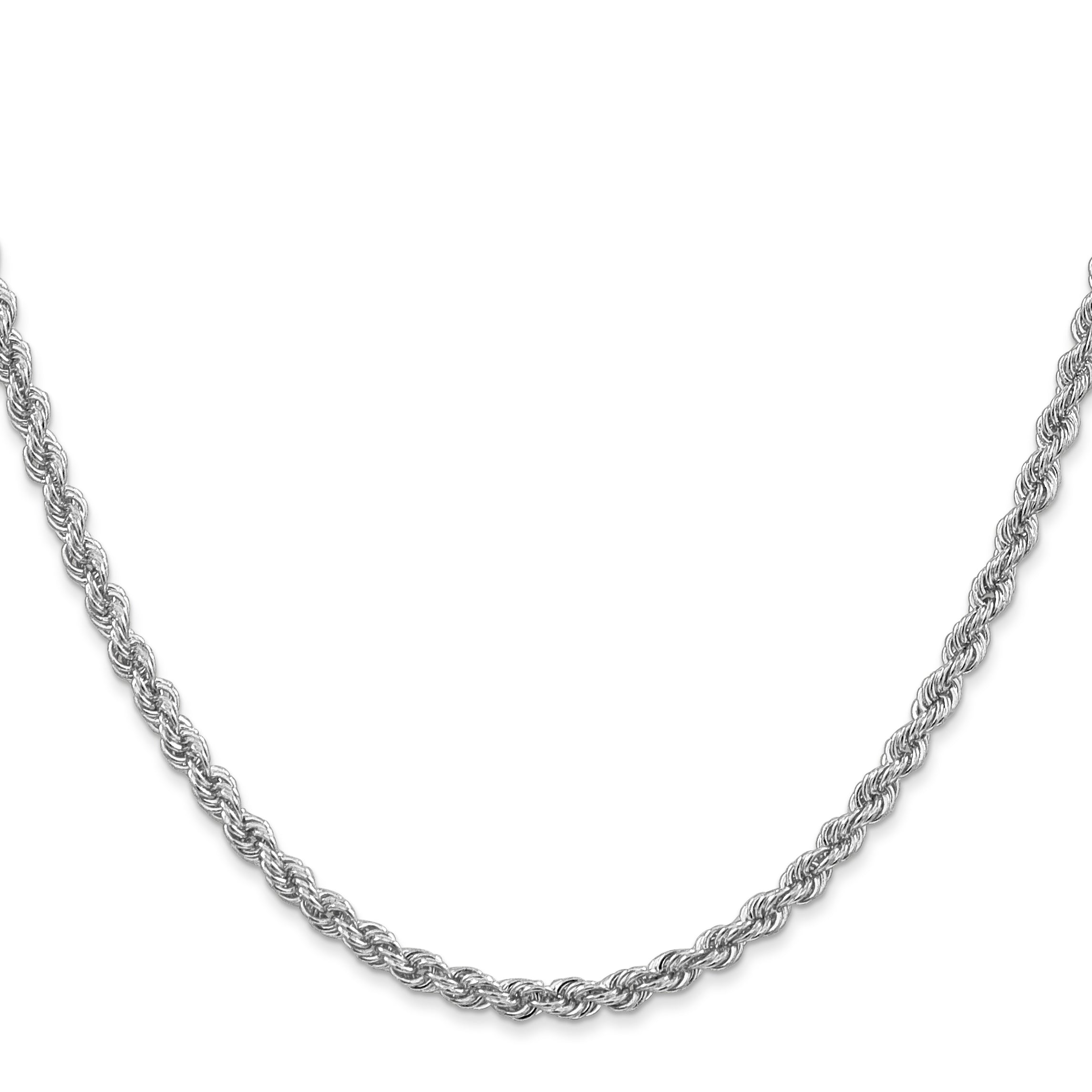 14k White Gold 3.0mm Solid Rope Chain