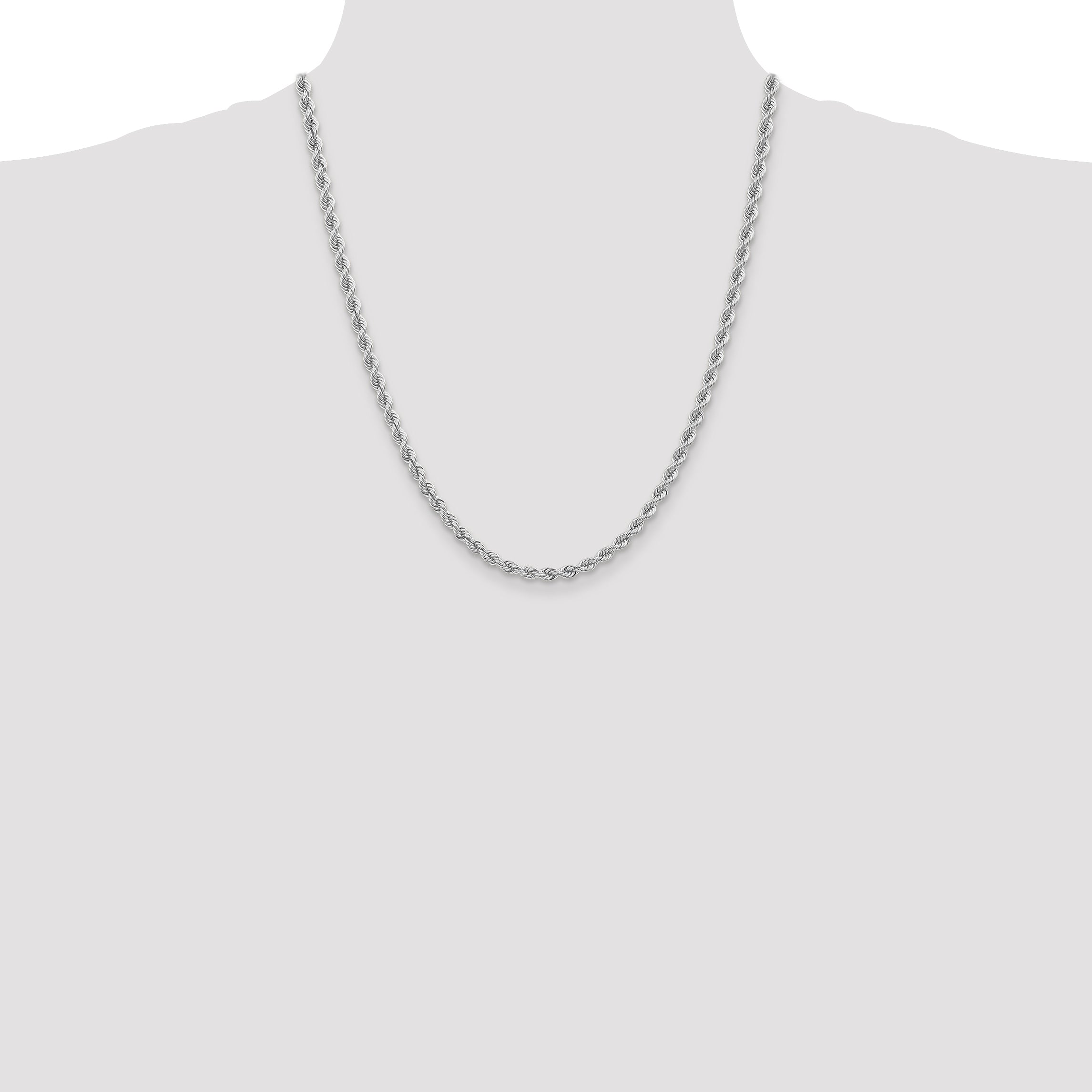14k White Gold 4.0mm Solid Rope Chain