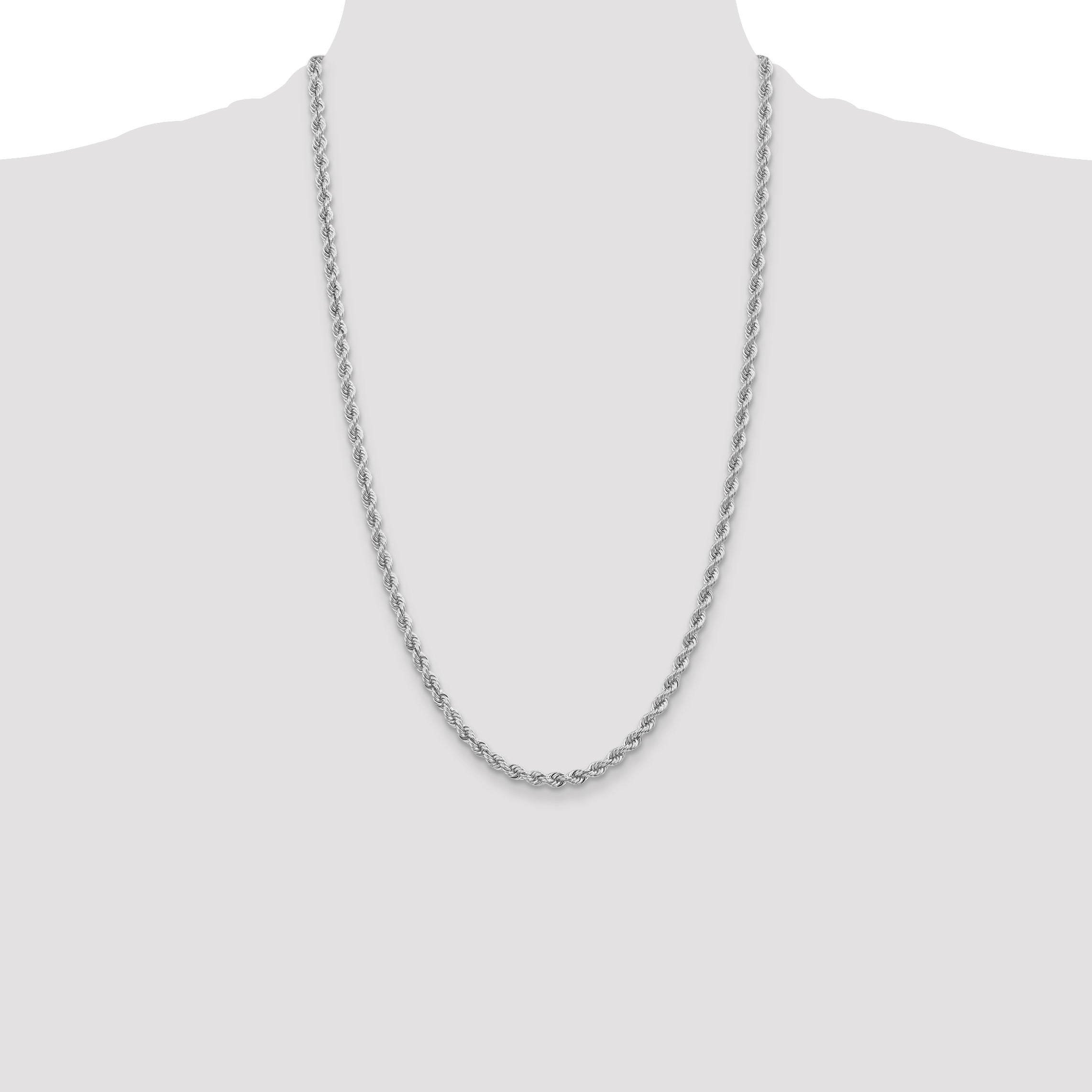 14k White Gold 4.0mm Solid Rope Chain