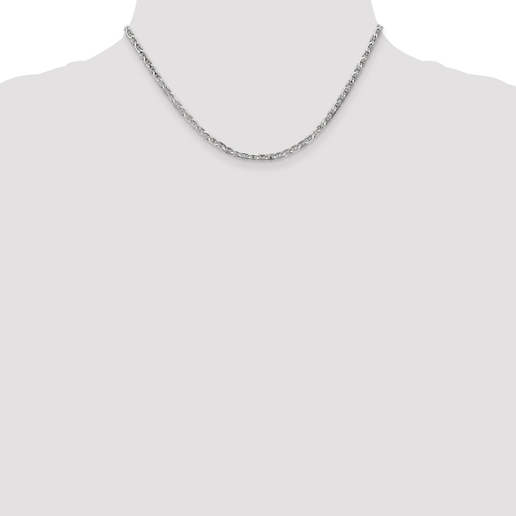 14k White Gold 3mm Concave Anchor Chain