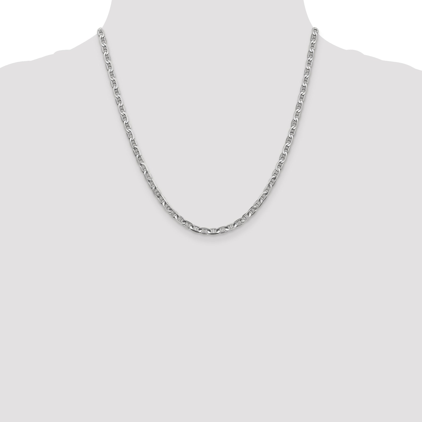 14k White Gold 3.75mm Concave Anchor Chain