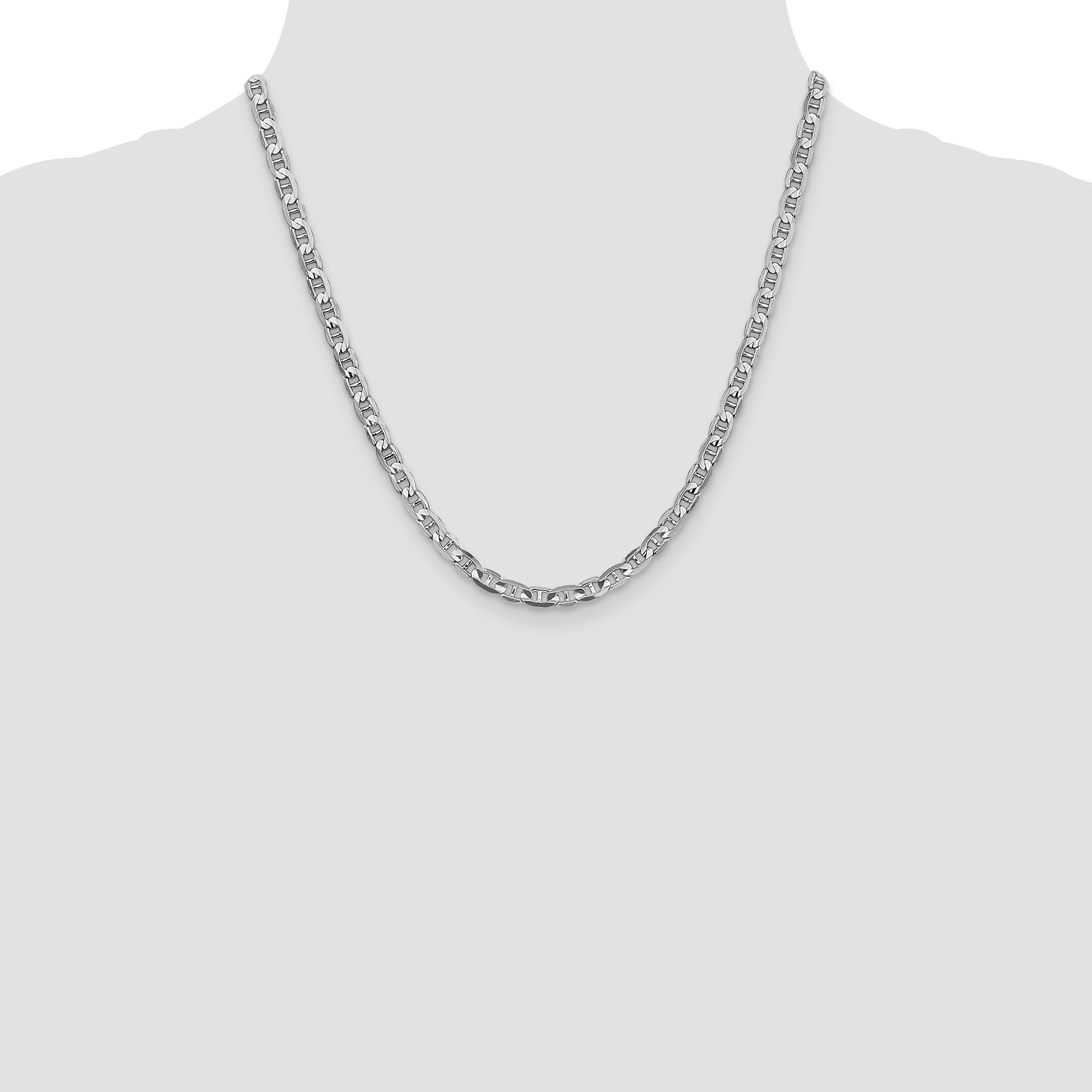 14k White Gold 4.5mm Concave Anchor Chain