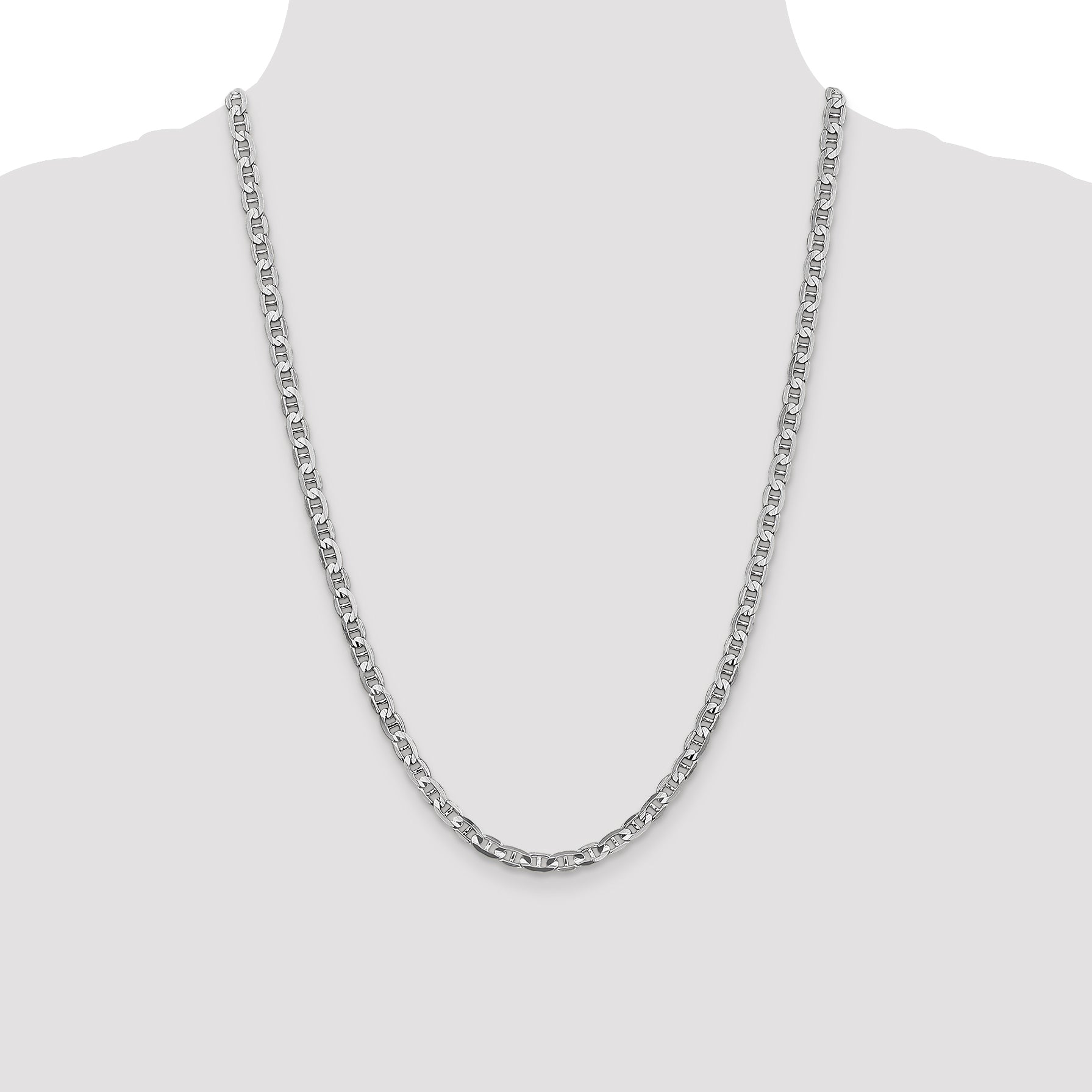 14k White Gold 4.5mm Concave Anchor Chain