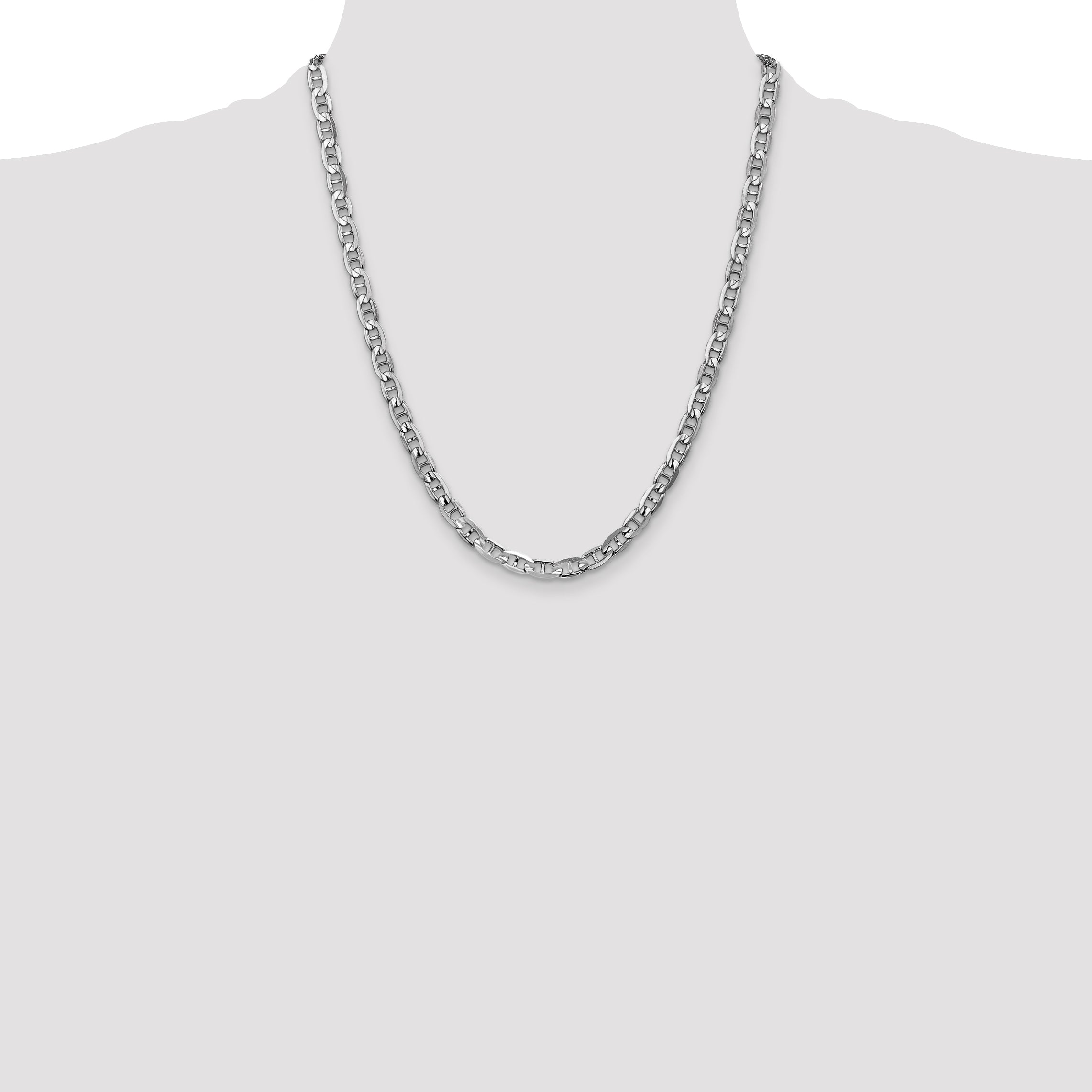 14k White Gold 5.25mm Concave Anchor Chain