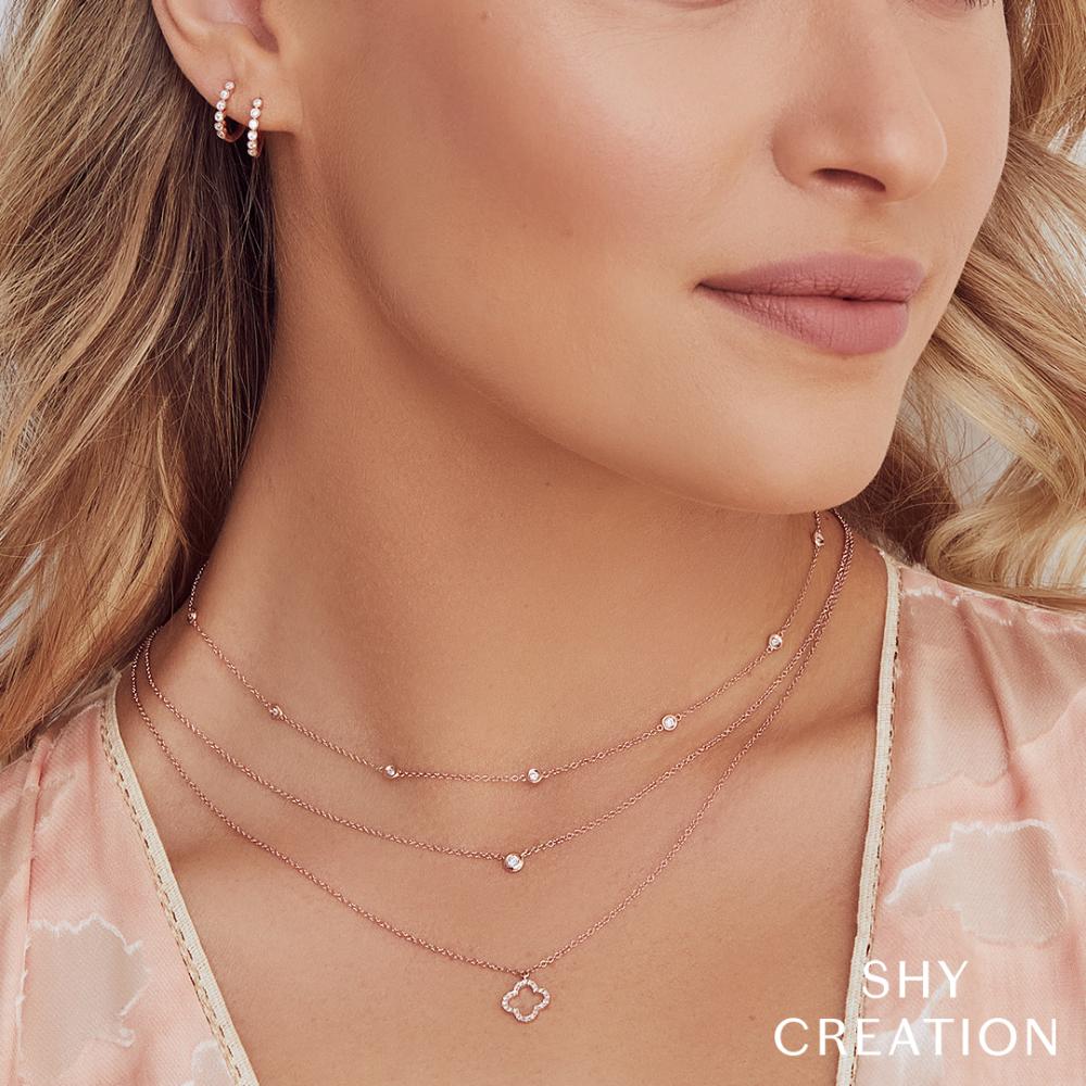 0.05CT 14K R/G DIAMOND BEZEL NECKLACE