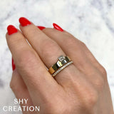 0.39CT 14K Y/G DIAMOND EMERALD BEZEL BAND