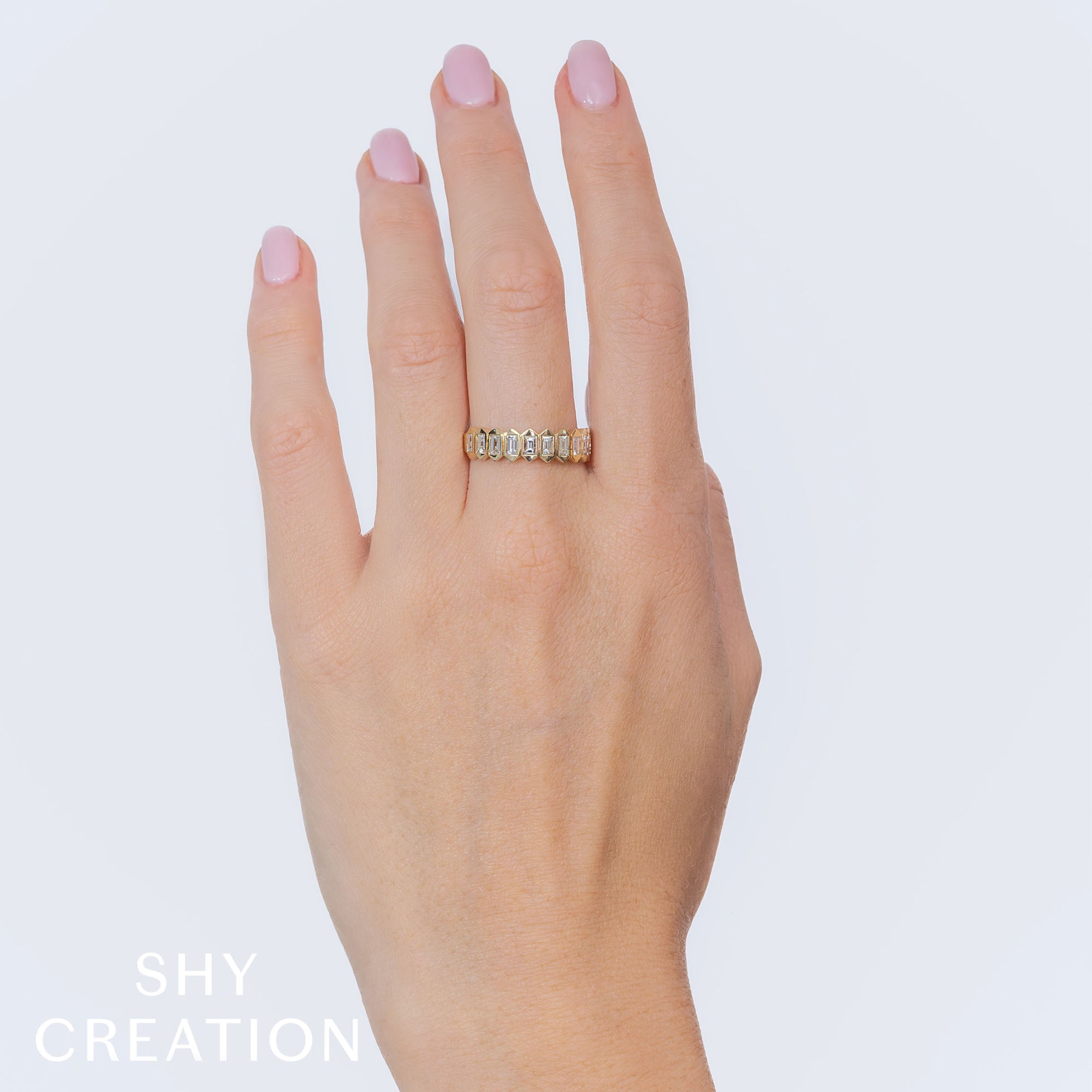 0.75CT 14K Y/G DIAMOND BAGUETTE BEZEL BAND