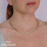 3.01CT 14K Y/G DIAMOND BAGUETTE BEZEL TENNIS NECKLACE