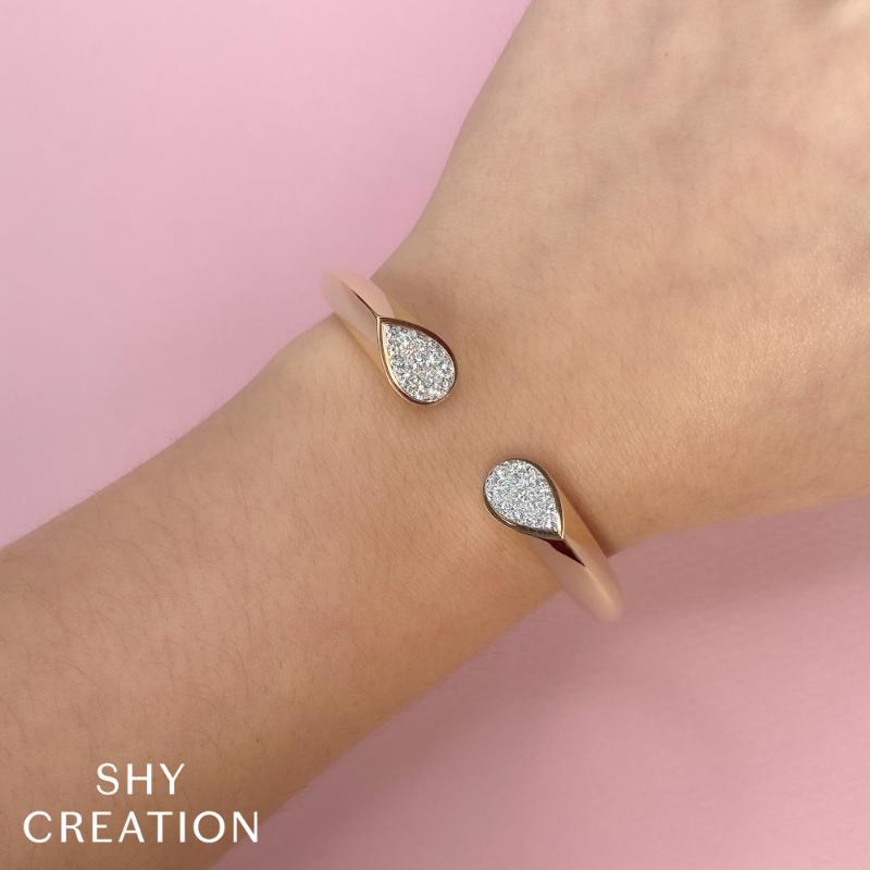 0.88CT 14K2T Y/W DIAMOND PAVE BANGLE