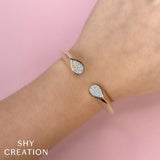 0.88CT 14K2T Y/W DIAMOND PAVE BANGLE