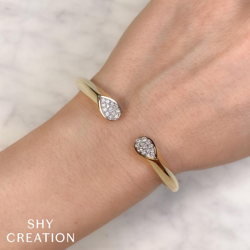 0.54CT 14K2T Y/W DIAMOND PAVE BANGLE