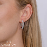 0.77CT 14K W/G DIAMOND PAVE HOOP EARRING