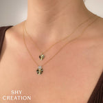 0.01CT 14K Y/G DIAMOND RIBBED HEART NECKLACE