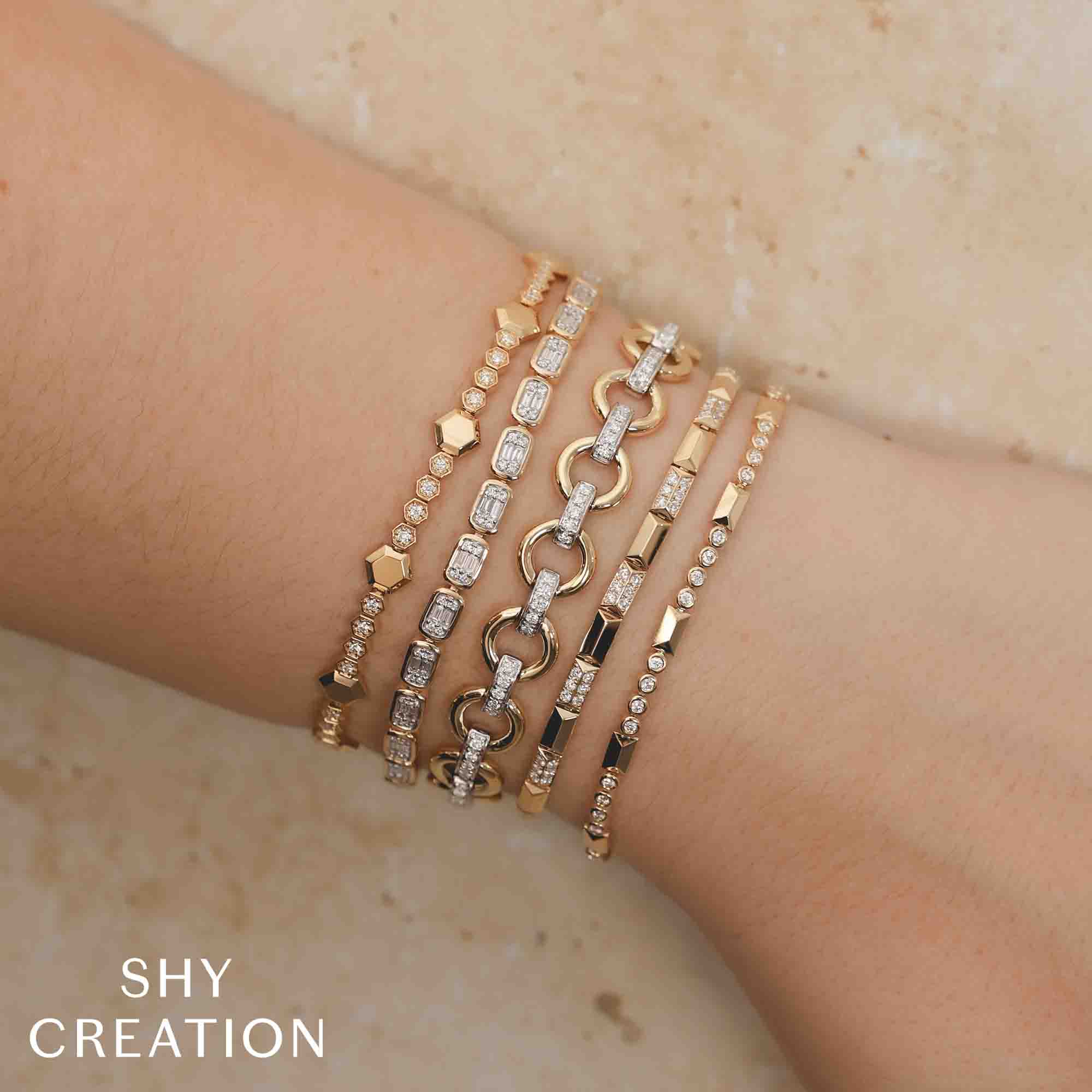 0.90CT 14K Y/G DIAMOND GEO CUT BRACELET