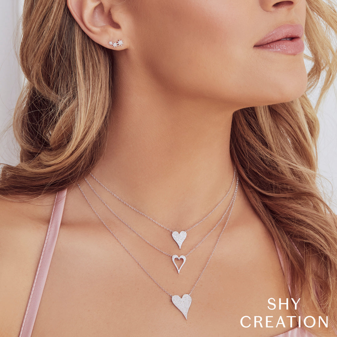 0.43CT 14K2T Y/W DIAMOND HEART NECKLACE