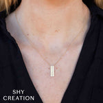 0.06CT 14K Y/G DIAMOND BAR MATTE NECKLACE