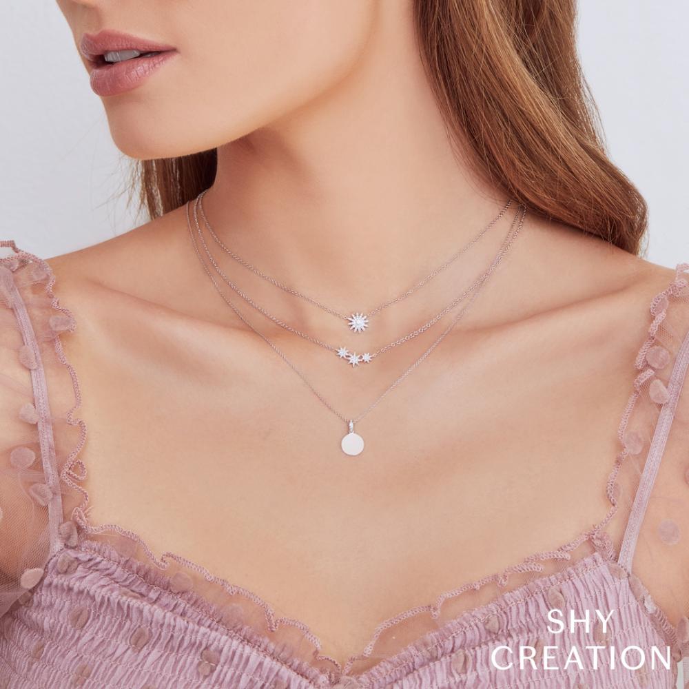0.09CT 14K W/G DIAMOND STAR NECKLACE
