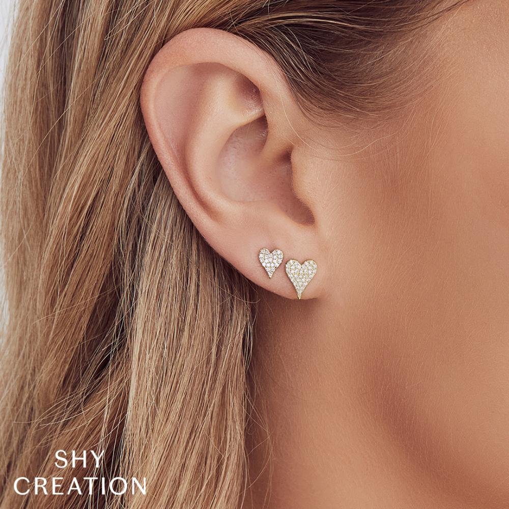 0.10CT 14K W/G DIAMOND PAVE HEART STUD EARRING