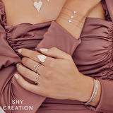 0.05CT 14K Y/G DIAMOND PAVE HEART BRACELET