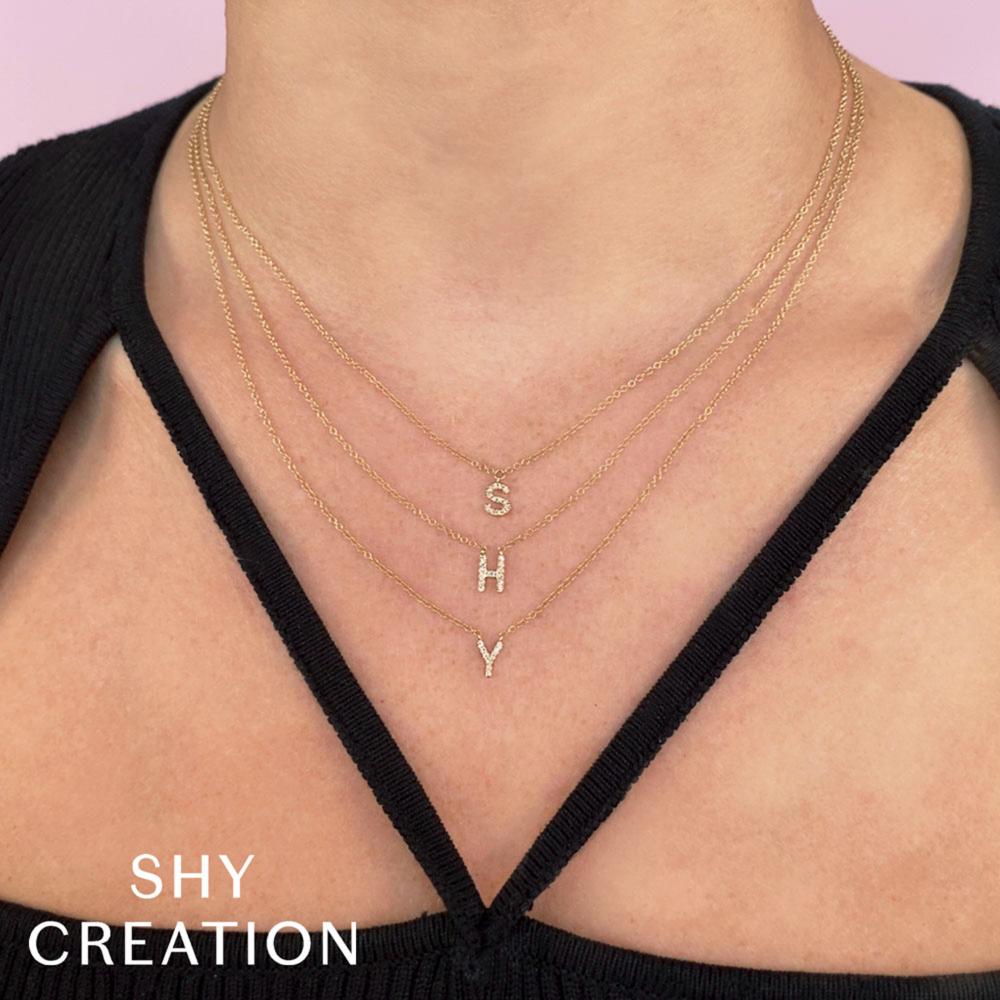 0.03CT 14K W/G DIAMOND NECKLACE - INITIAL L