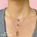 0.08CT DIAMOND & 1.80CT BLUE TOPAZ 14K W/G NECKLACE