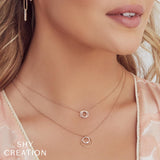 0.07CT 14K R/G DIAMOND LOVE KNOT CIRCLE NECKLACE