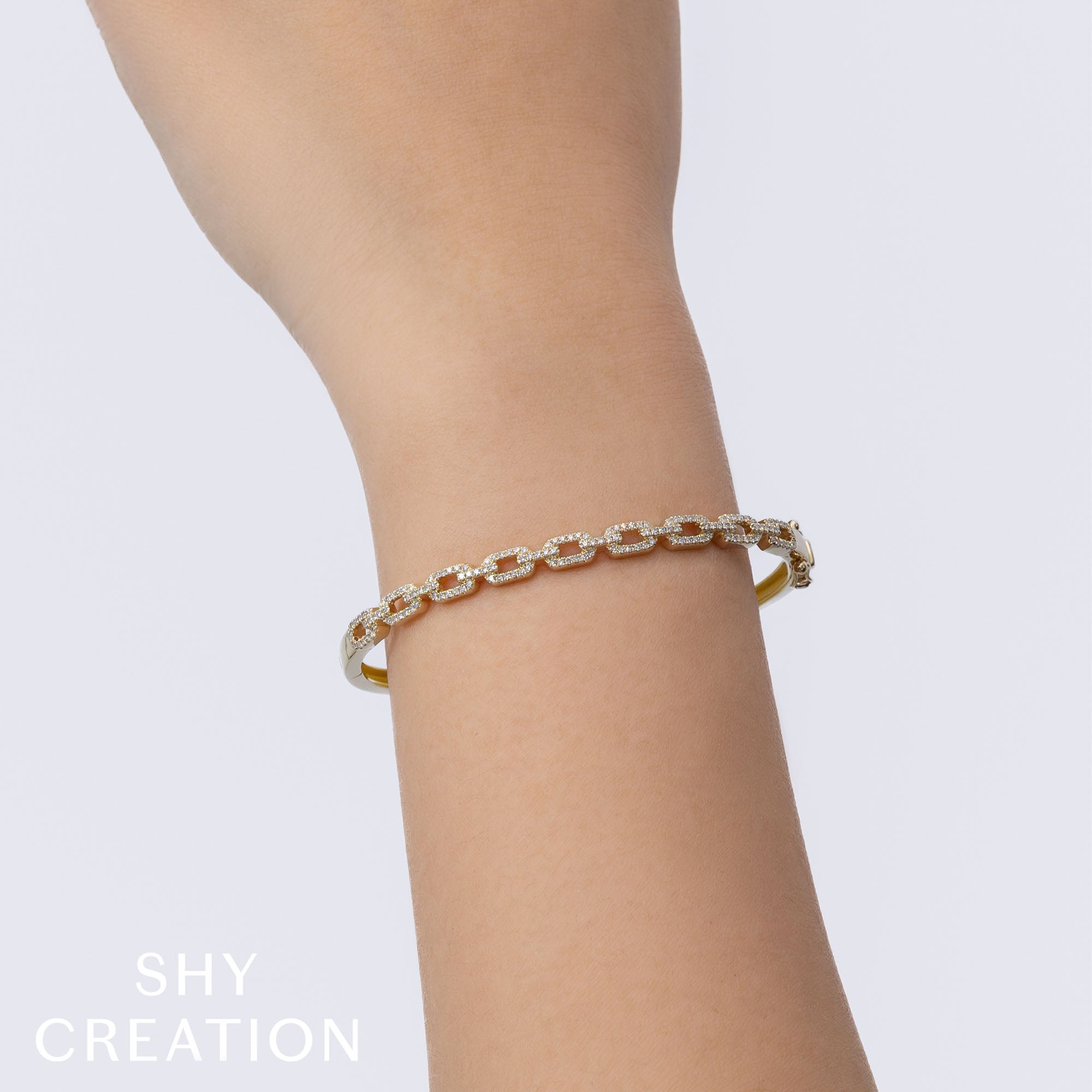 0.44CT 14K Y/G DIAMOND LINK BANGLE