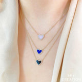 0.09CT DIAMOND & 0.54CT LAPIS 14K Y/G HEART NECKLACE
