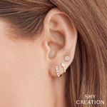 0.07CT 14K Y/G DIAMOND PAVE CIRCLE STUD EARRING