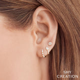0.07CT 14K Y/G DIAMOND PAVE CIRCLE STUD EARRING