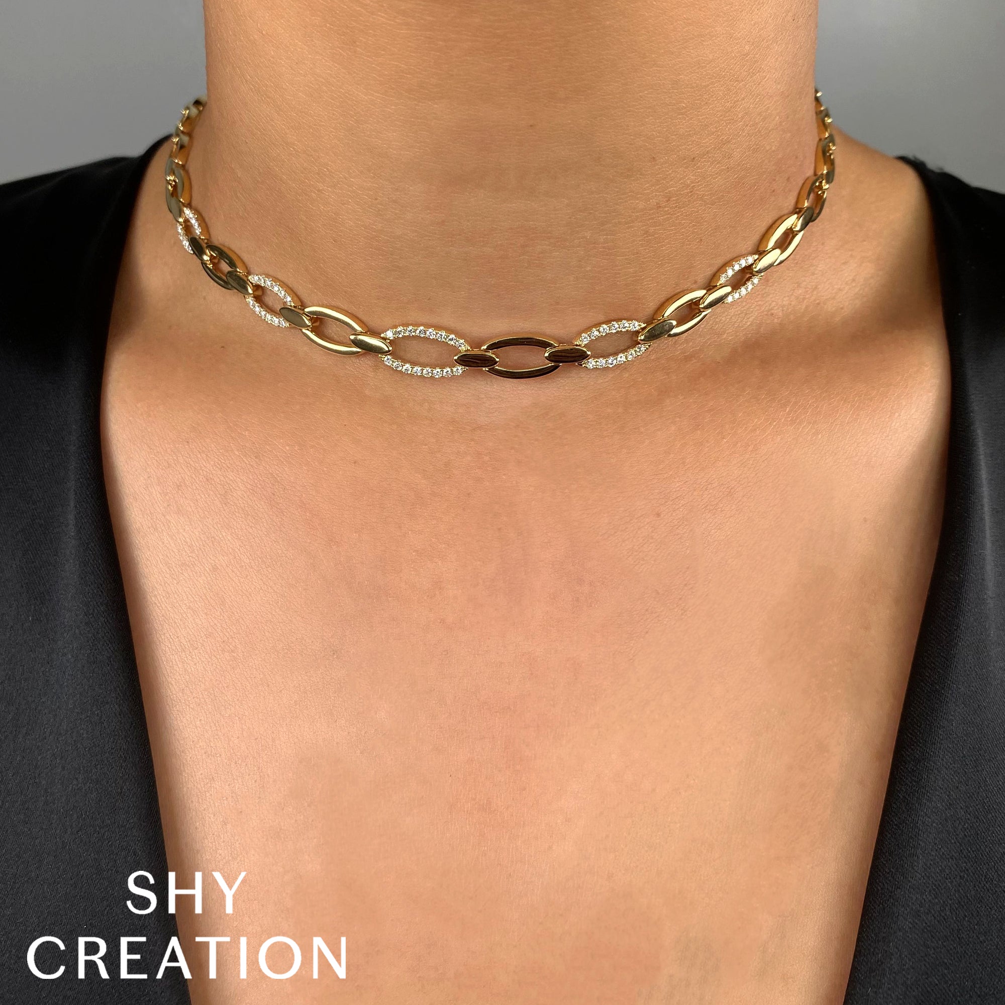 0.74CT 14K Y/G DIAMOND LINK NECKLACE