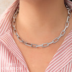 13.01CT 14K Y/G DIAMOND PAVE PAPER CLIP LINK NECKLACE