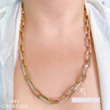 13.01CT 14K Y/G DIAMOND PAVE PAPER CLIP LINK NECKLACE