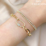 0.36CT 14K Y/G DIAMOND LINK BOLO BRACELET