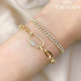 0.36CT 14K Y/G DIAMOND LINK BOLO BRACELET