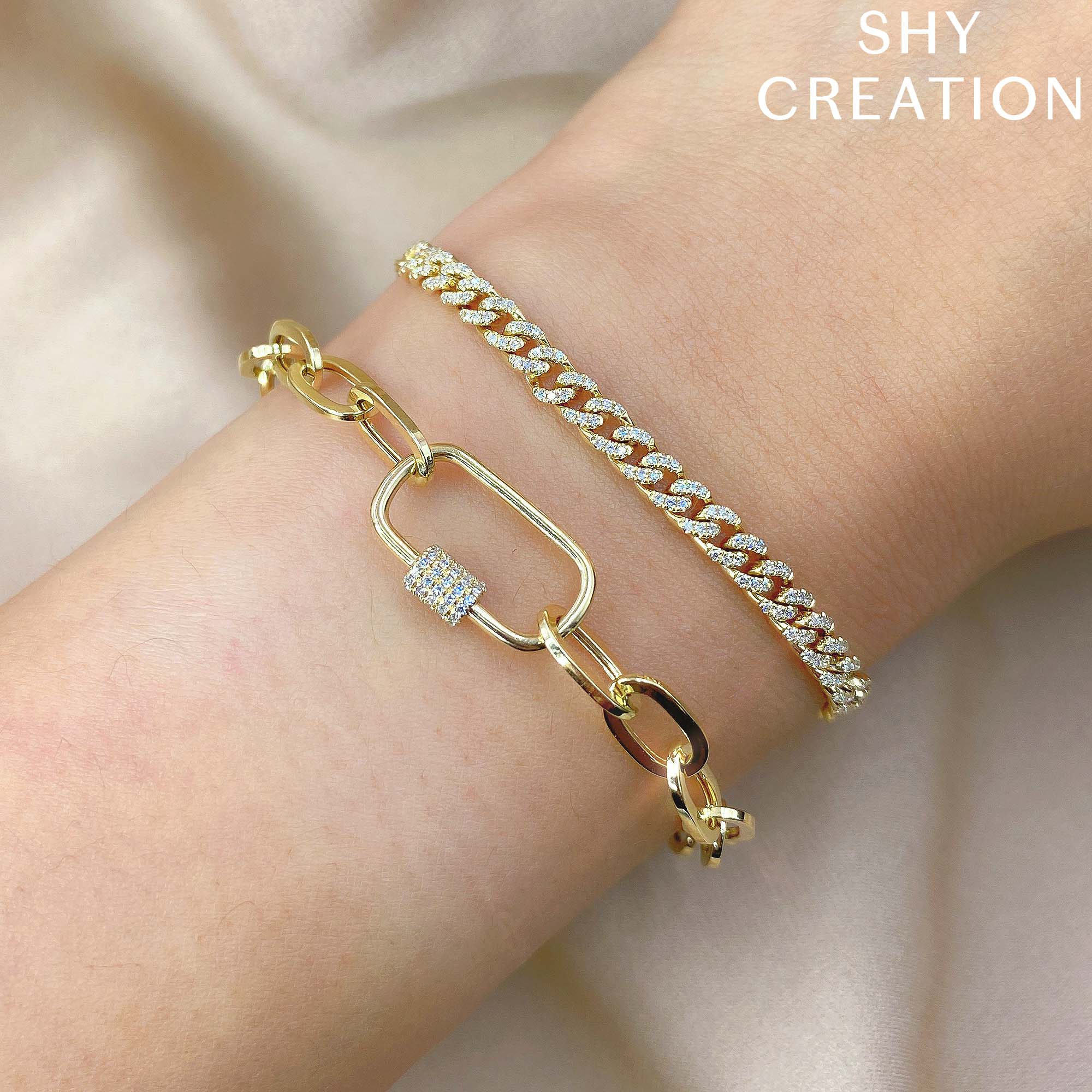 0.36CT 14K Y/G DIAMOND LINK BOLO BRACELET