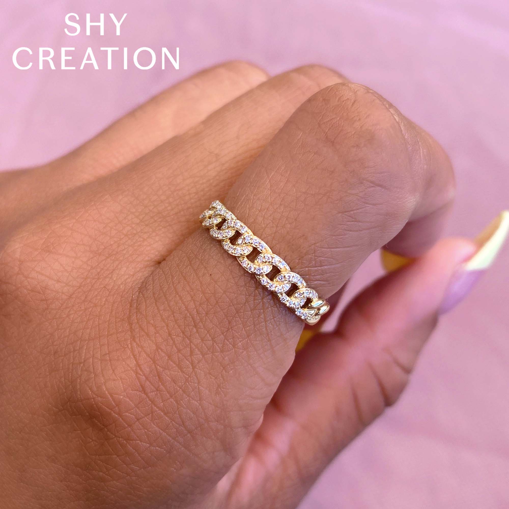 0.16CT 14K Y/G DIAMOND LINK RING
