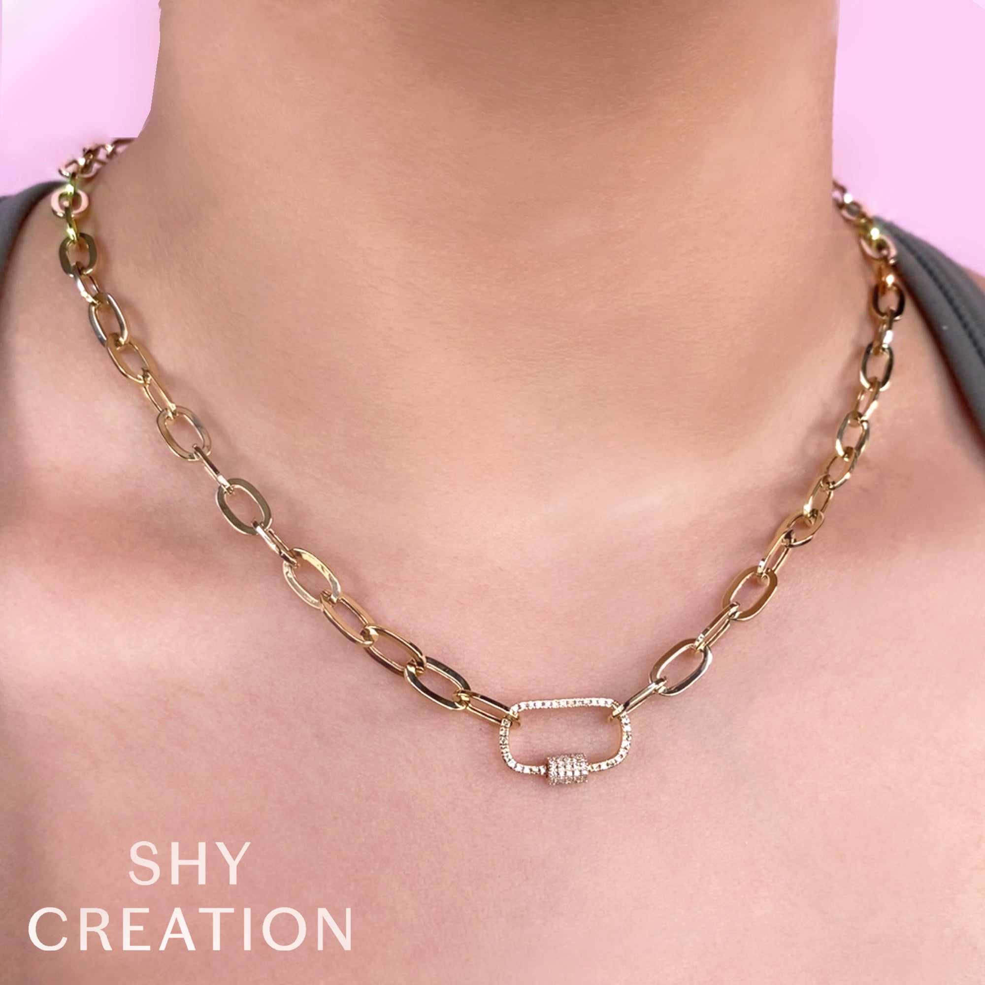 0.23CT 14K Y/G DIAMOND PAPER CLIP LINK NECKLACE